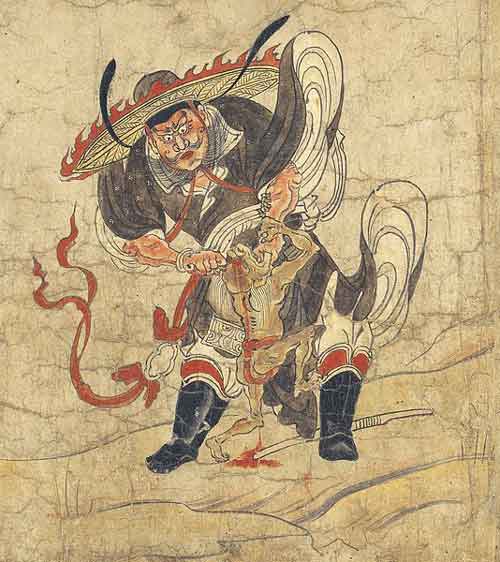 日本画家笔下的锺馗：地狱草纸（辟邪绘），12世纪