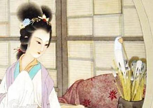 人日节，女子用彩纸、丝帛、软金银等材料制成小人的形状，戴于头上。