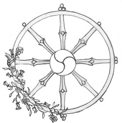 佛法的代表性幖帜，八根轮辐代表八正道